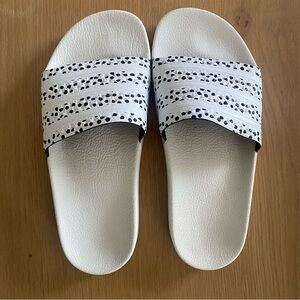 Adidas Womens Adilette W Slide, White/ Black, Sz 6